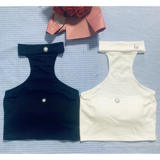 (Video thật) Áo Croptop Choàng Cổ Nút Có Mút