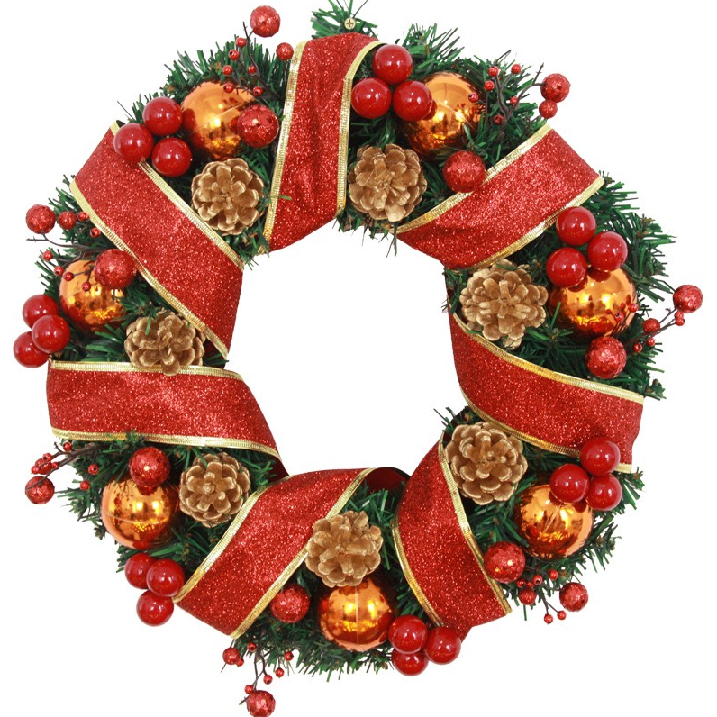 Vòng hoa Noel D32 40CM Vòng Hoa Trang Trí Noel Vòng Nguyệt Quế Giáng Sinh Có Đèn