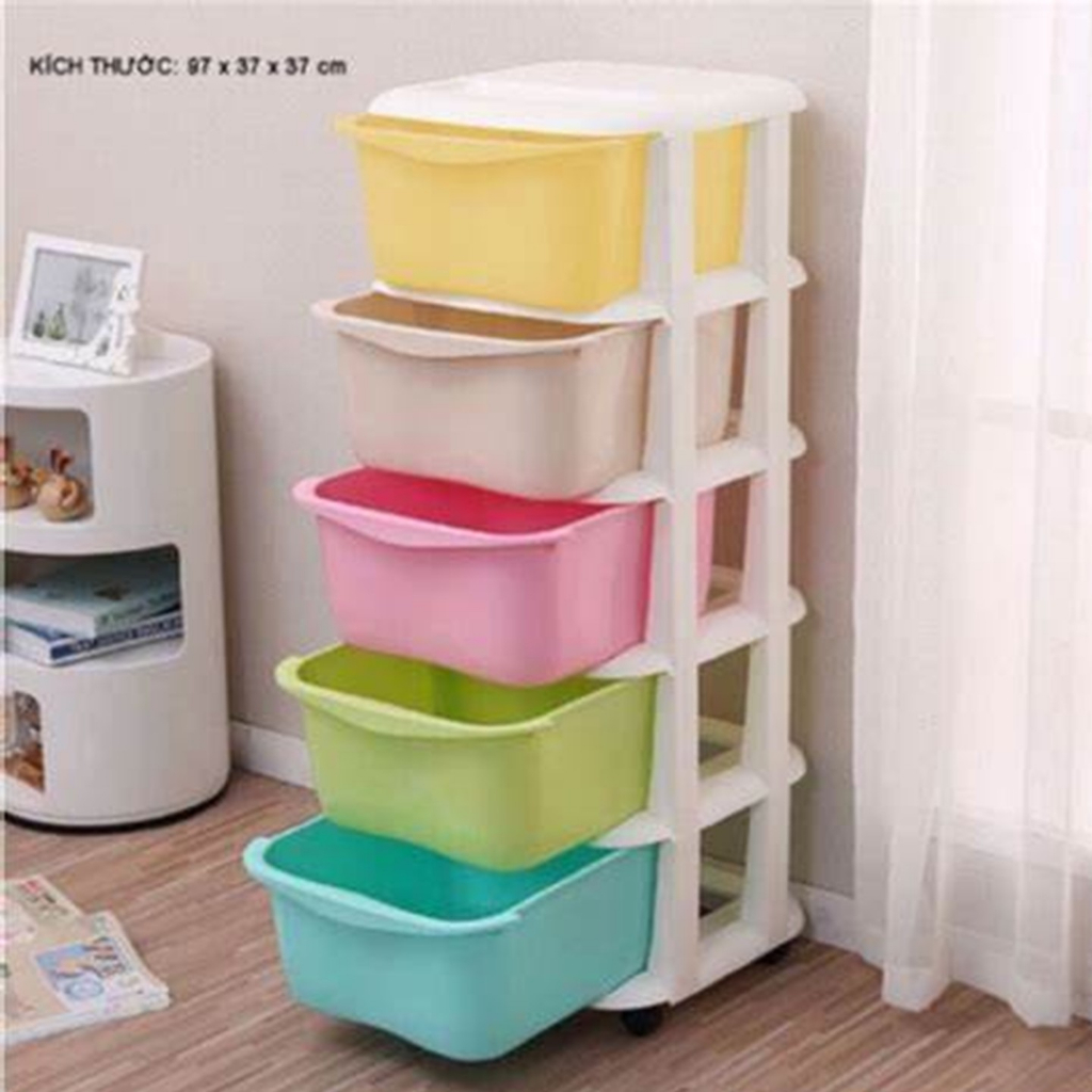 Tủ nhựa đa sắc màu 5 tầng nhựa Việt Nhật, tủ đựng quần áo, đồ dùng đa năng có bánh xe (MS: 3638)-kimbao | BigBuy360 - bigbuy360.vn