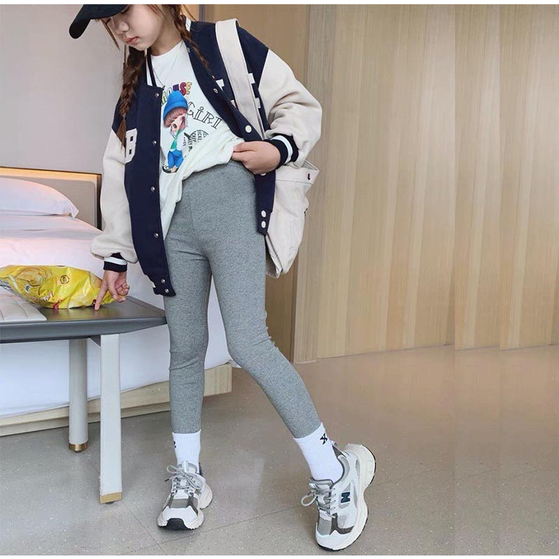 Quần legging dài trơn cho bé gái TANOSA chất thun cotton xuất dư co dãn 4 chiều mềm mịn