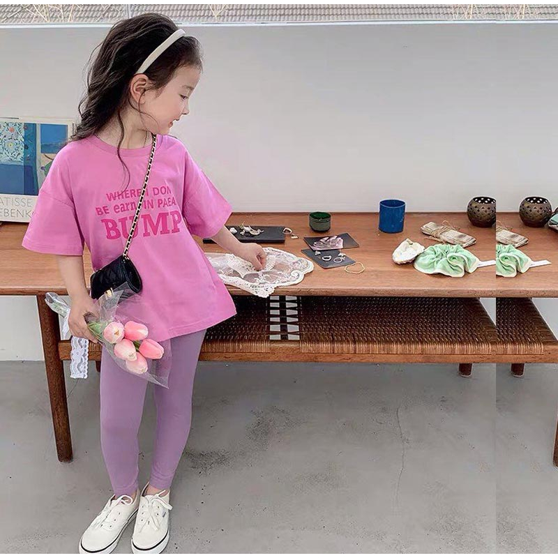 Quần legging dài trơn cho bé gái TANOSA chất thun cotton xuất dư co dãn 4 chiều mềm mịn