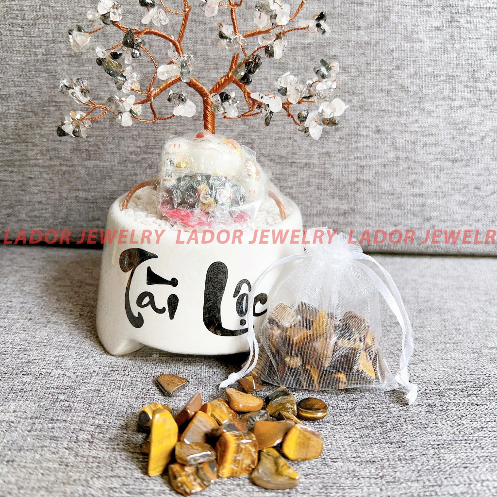 Túi đá thạch anh may mắn thanh tẩy bài Tarot phong thuỷ nạp năng lượng Thu Hút Tài Lộc, May Mắn Lador Jewelry