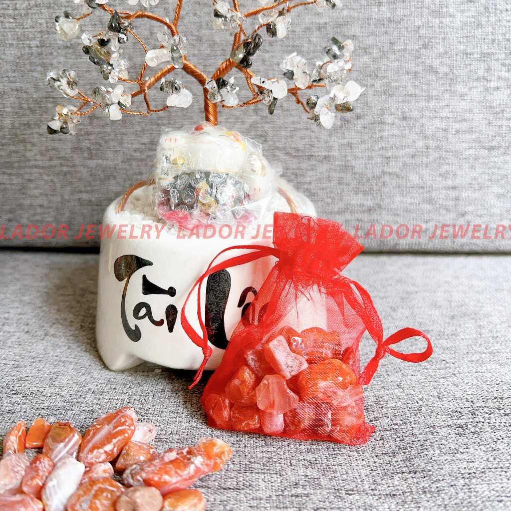 Túi đá thạch anh may mắn thanh tẩy bài Tarot phong thuỷ nạp năng lượng Thu Hút Tài Lộc, May Mắn Lador Jewelry