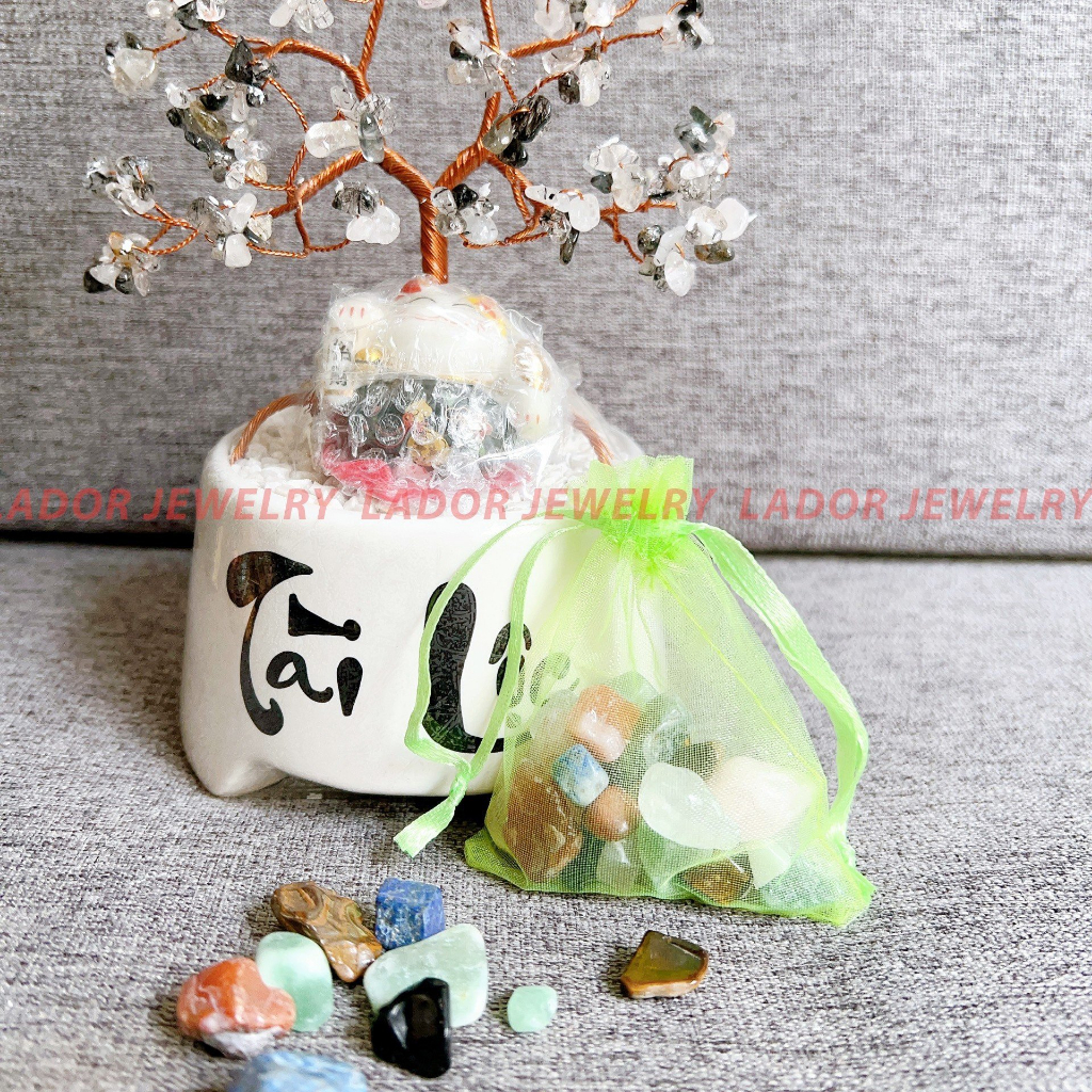 Túi đá thạch anh may mắn thanh tẩy bài Tarot phong thuỷ nạp năng lượng Thu Hút Tài Lộc, May Mắn Lador Jewelry