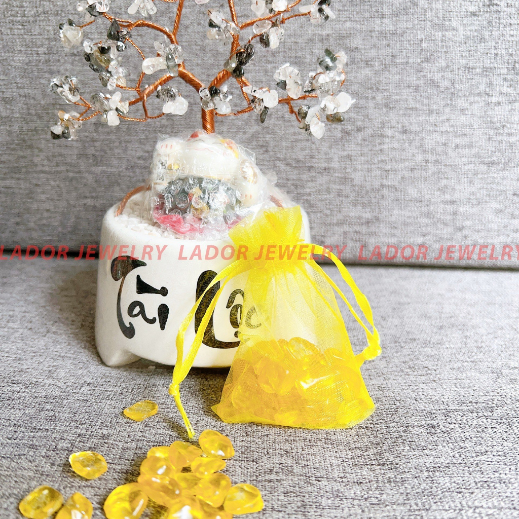 Túi đá thạch anh may mắn thanh tẩy bài Tarot phong thuỷ nạp năng lượng Thu Hút Tài Lộc, May Mắn Lador Jewelry