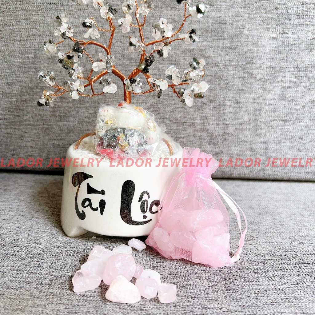 Túi đá thạch anh may mắn thanh tẩy bài Tarot phong thuỷ nạp năng lượng Thu Hút Tài Lộc, May Mắn Lador Jewelry