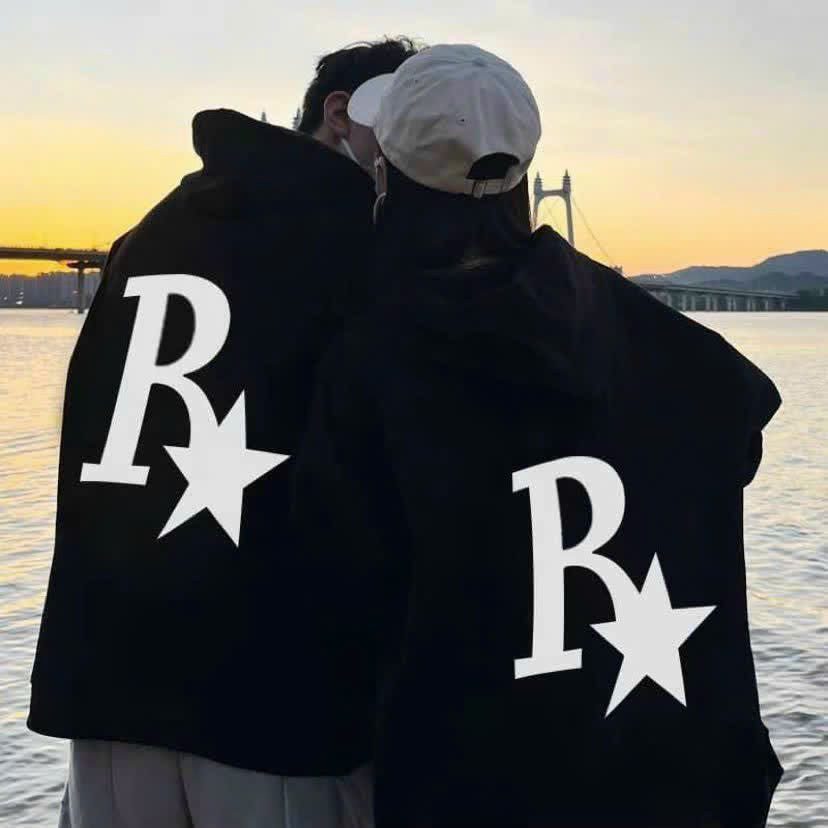 Áo khoác hoodie Nam Nữ cặp Đôi họa tiết NGÔI SAO phối chữ R mẫu cực hot trend hiện nay TP