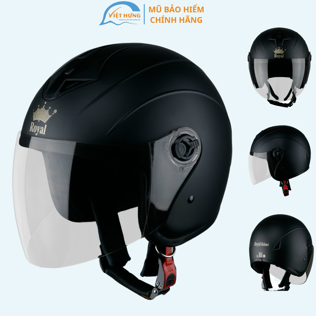 Mũ bảo hiểm trùm đầu kính chống lóa cao cấp – Royal M269 Đen nhám – Hàng chính hãng – Bảo hành 12 tháng