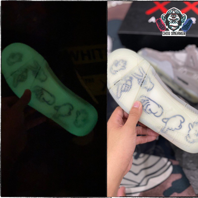 Giày sneaker nam nữ Jordan 4 Kaws cao cấp giày Jordan 4 xám da lộn giày Jd4 da lộn xám