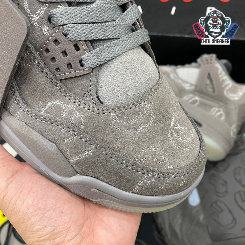 Giày sneaker nam nữ Jordan 4 Kaws cao cấp giày Jordan 4 xám da lộn giày Jd4 da lộn xám
