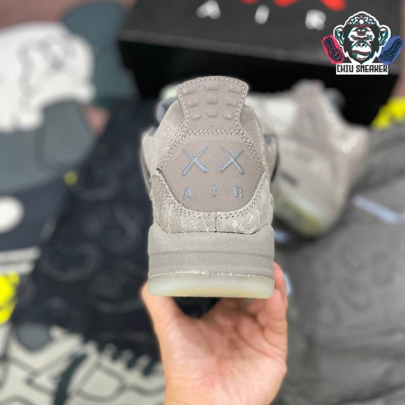Giày sneaker nam nữ Jordan 4 Kaws cao cấp giày Jordan 4 xám da lộn giày Jd4 da lộn xám