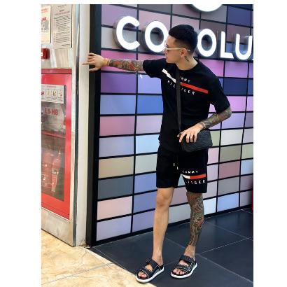 Bộ Thể Thao Nam TOMMY, Bộ Quần Áo Mùa Hè Phối Họa Tiết TOMMY Phong Cách Boy Phố Chất Cotton Cực Chất