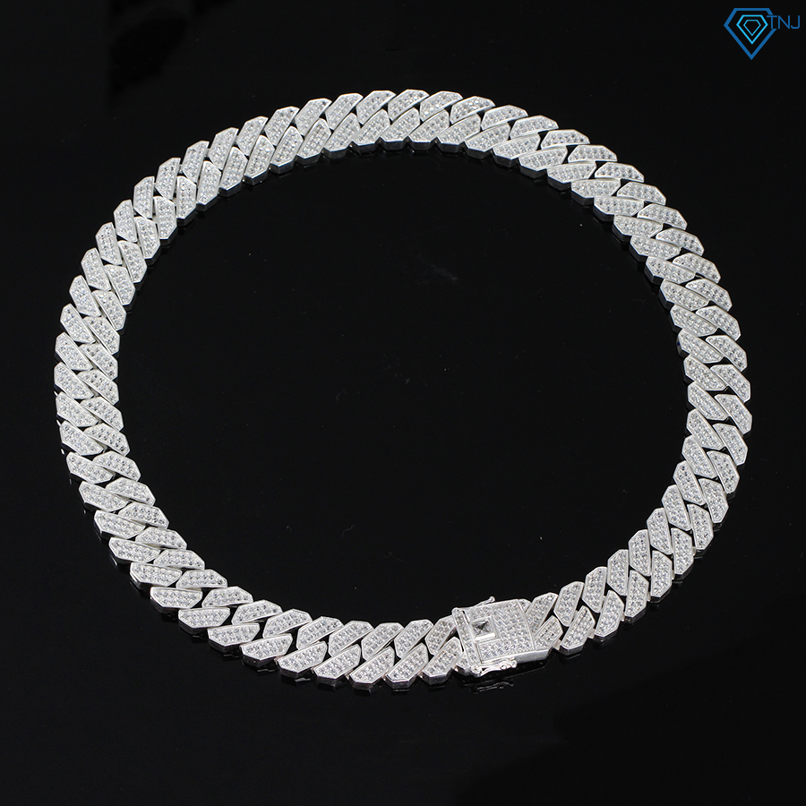 Dây chuyền cuban bạc đính đá cho nam sang trọng DCK0036 - Trang Sức TNJ