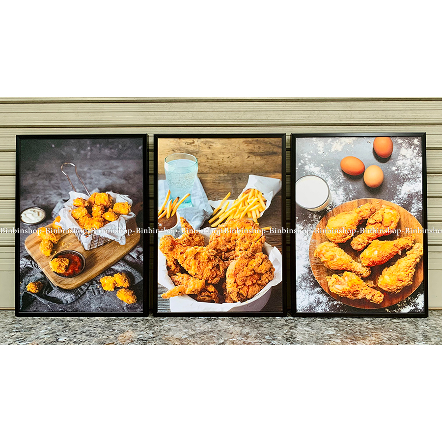 Tranh treo tường trang trí decor quán gà rán ăn vặt 1 tặng kèm đinh 3 chân