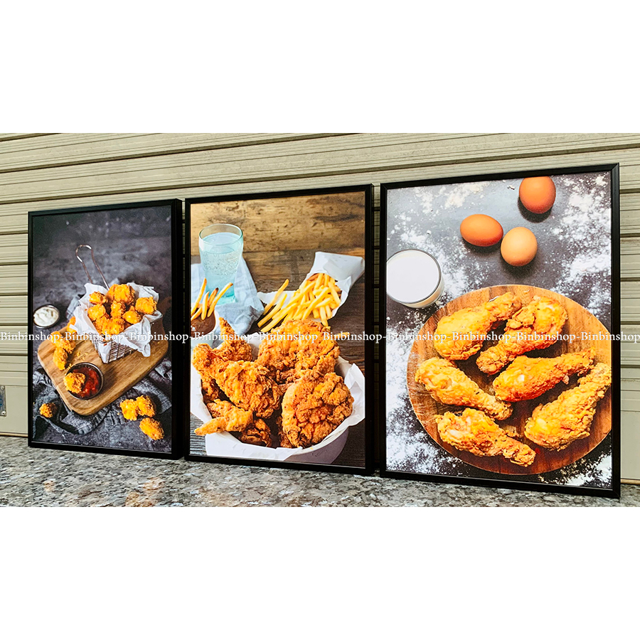 Tranh treo tường trang trí decor quán gà rán ăn vặt 1 tặng kèm đinh 3 chân