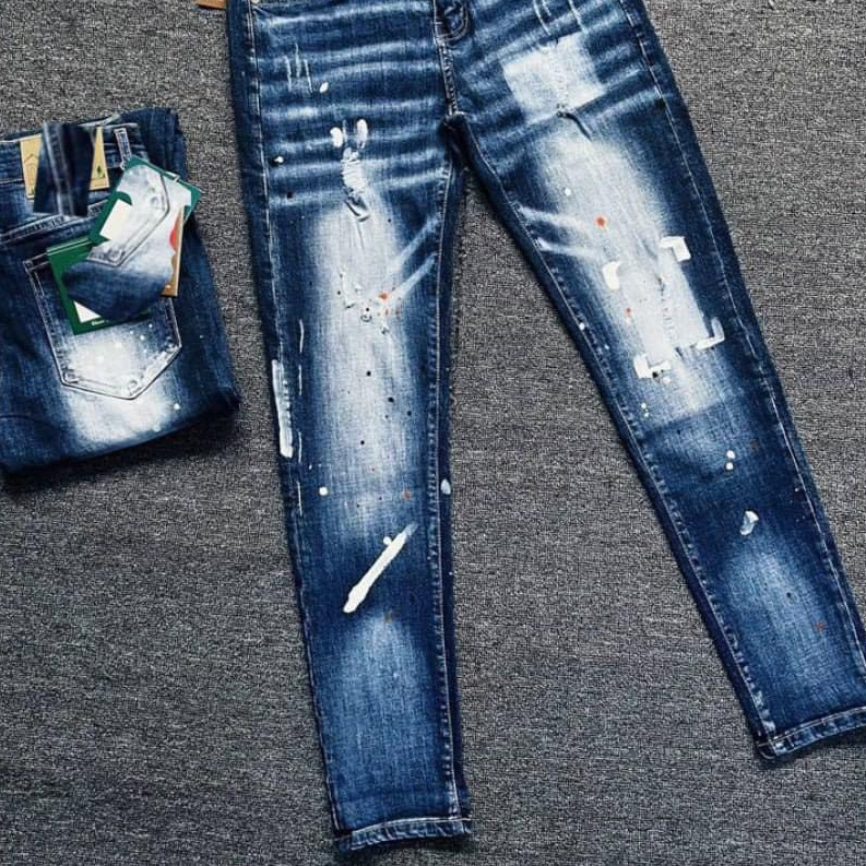 Quần jean nam dài đen xám rách gối, in thêu chữ logo mới đẹp, mẫu mới hot 2022, chất co giãn, giá rẻ bán chạy KAYSTORE