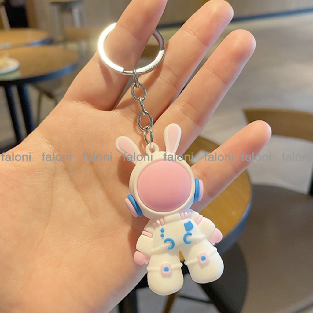 Móc khóa thỏ phi hành gia dễ thương FALONI charm ngộ nghĩnh cute size 3.3cmx6cm