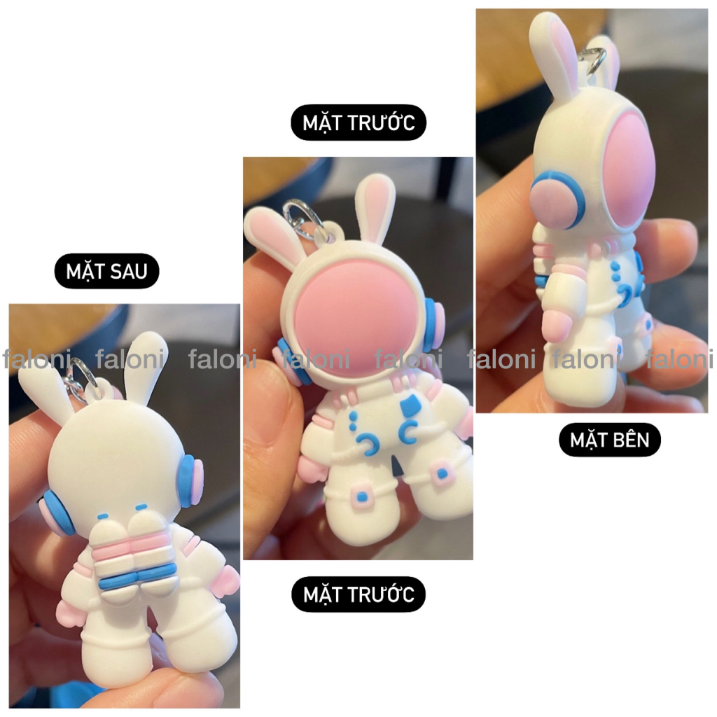 Móc khóa thỏ phi hành gia dễ thương FALONI charm ngộ nghĩnh cute size 3.3cmx6cm