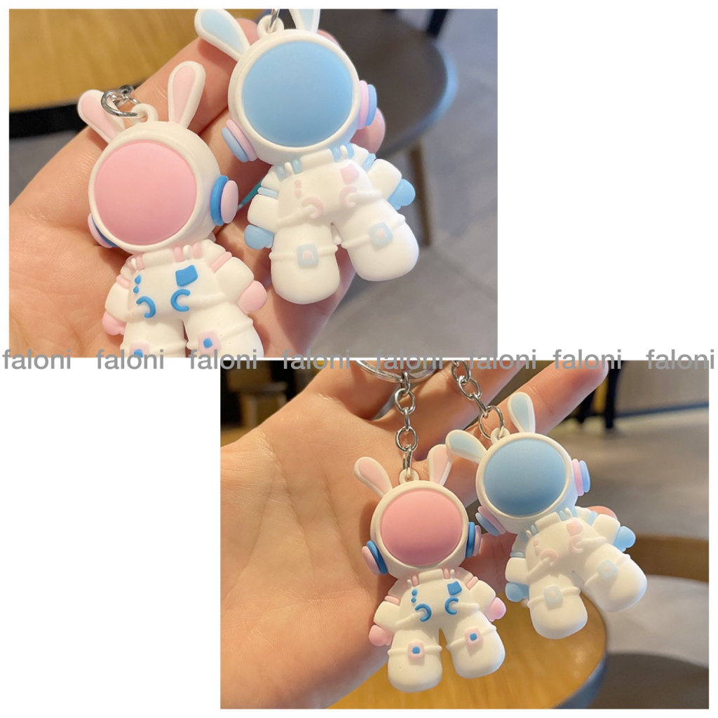 Móc khóa thỏ phi hành gia dễ thương FALONI charm ngộ nghĩnh cute size 3.3cmx6cm