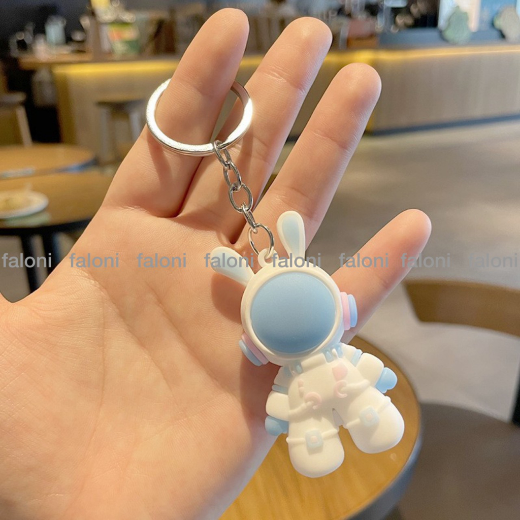 Móc khóa thỏ phi hành gia dễ thương FALONI charm ngộ nghĩnh cute size 3.3cmx6cm