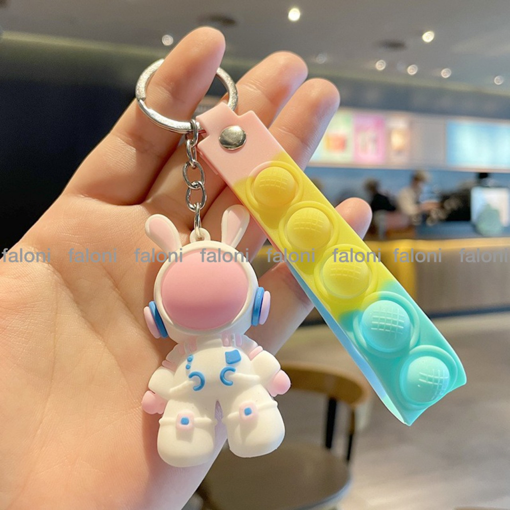 Móc khóa thỏ phi hành gia dễ thương FALONI charm ngộ nghĩnh cute size 3.3cmx6cm