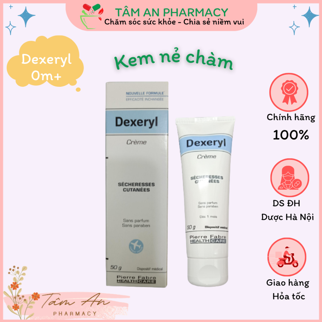 Kem nẻ chàm dưỡng ẩm Dexeryl 50g Pháp làm mềm da dùng được cho trẻ sơ sinh và người lớn