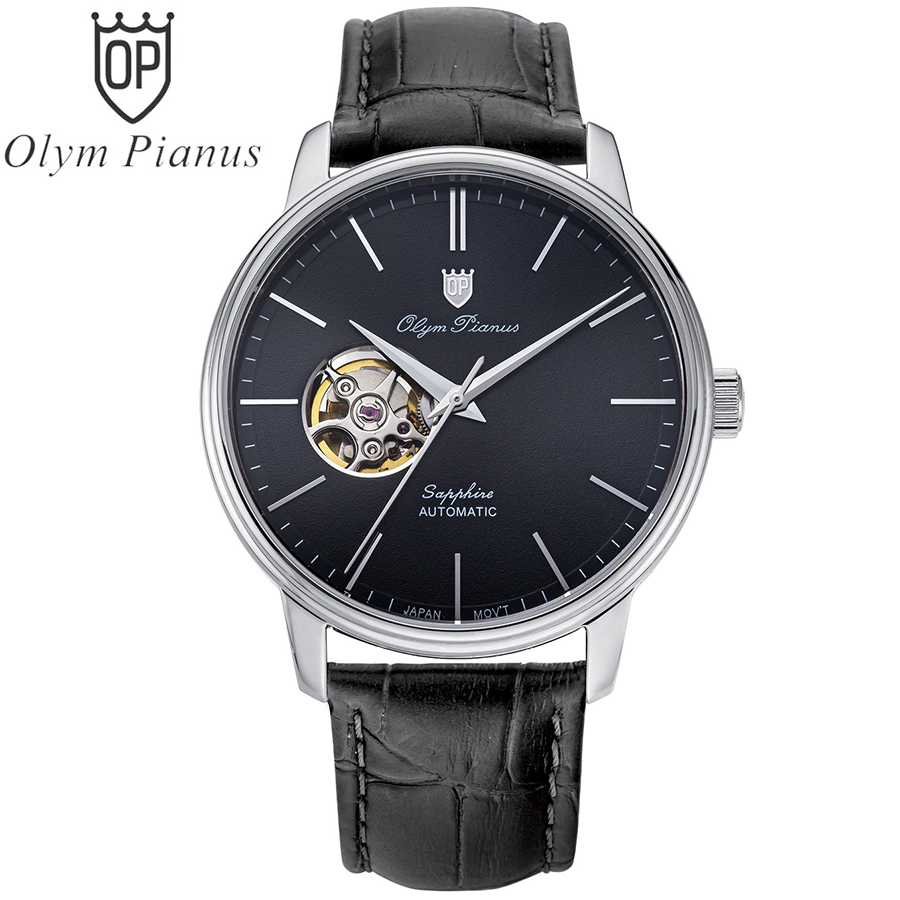 Đồng hồ nam dây da Olym Pianus OP990-388 OP990-388AMS-GL đen