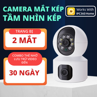 Camera 2 mắt IPC360 Home, Camera Kép Trong Nhà Tầm Nhìn Độc Lập, xoay 360 độ - Tặng Kèm Chân Đế