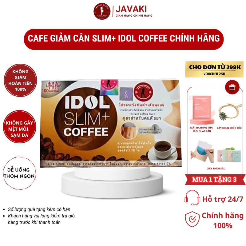 Cà phê giảm cân Idol Slim Coffee chính hãng hộp 10 gói hỗ trợ giảm cân hiệu quả, bổ sung dưỡng chất, tăng cường sức khỏe