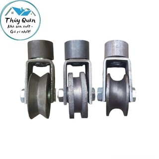 Bánh xe xoay 360 độ, đỡ dưới cửa lùa, cửa xếp, trợ lực bi treo xoay, đường kính 70mm, phần tai nguyên khối dày 4,5 ly
