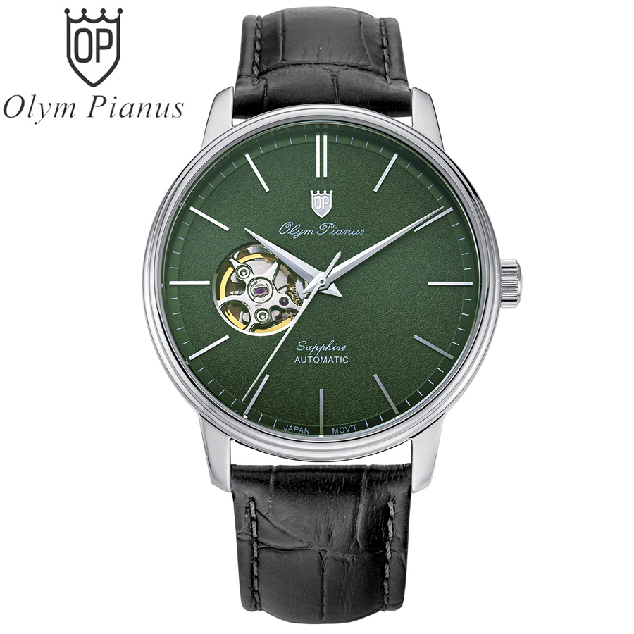 Đồng hồ nam dây da Olym Pianus OP990-388 OP990-388AMS-GL xanh lá