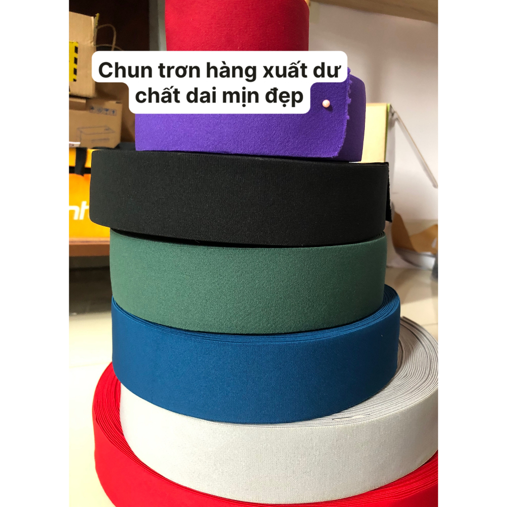 Chun bo trơn may lưng quần thể thao, chân váy hàng xuất dư bản 4,5 và 5cm