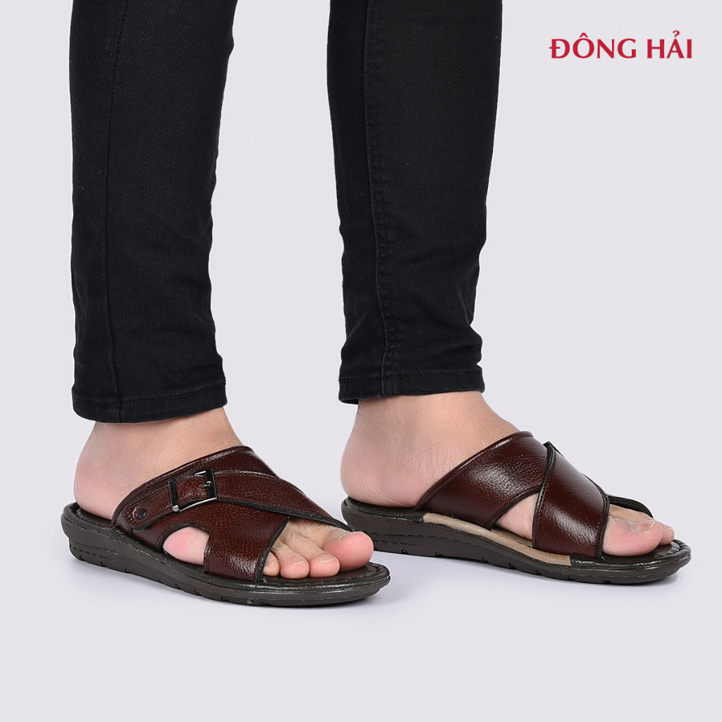 Dép Nam Quai Ngang Đông Hải Da Bò Cao Cấp - D1105