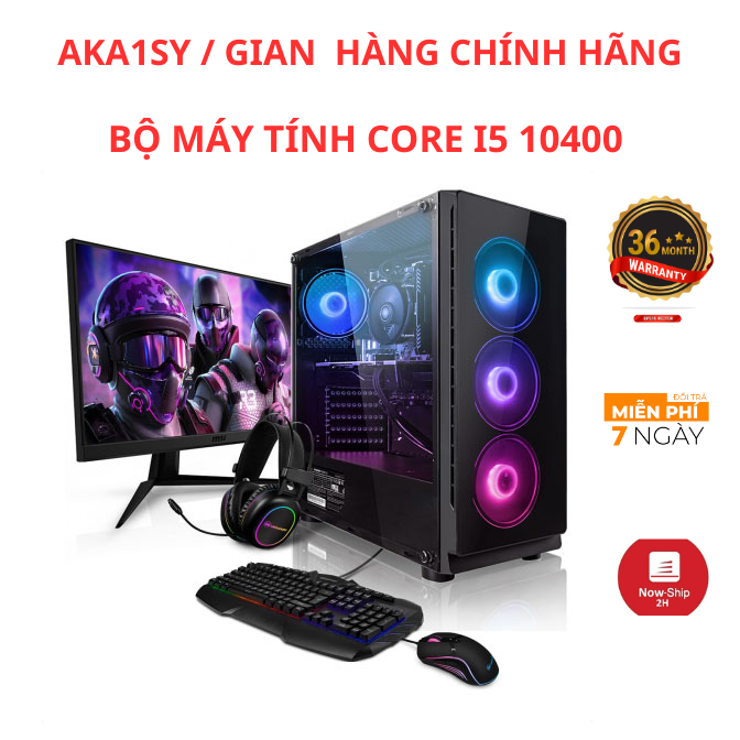 Bộ Máy Tính AKA1SY  H410 i5 10400 Ram 8Gb Ssd 240Gb VGA GTX 1650 kèm màn 22-24 chơi mượt game Liên minh, fifa 4, csgo