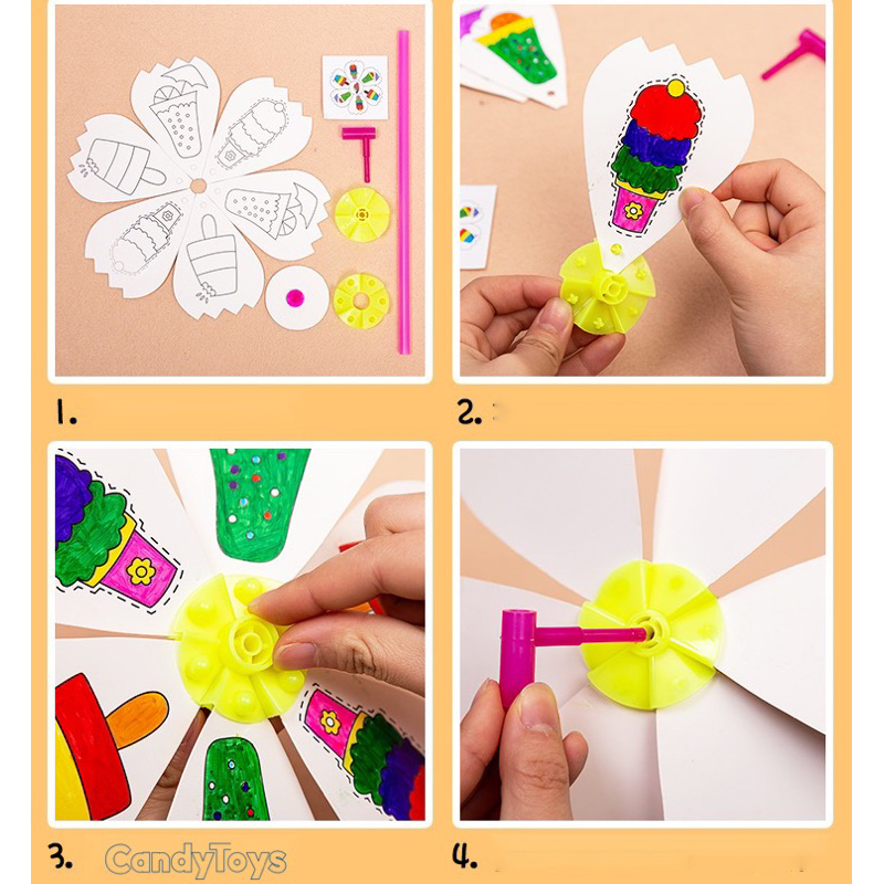 Đồ chơi Chong Chóng Tô màu Thủ công cho bé Mầm non Mẫu giáo