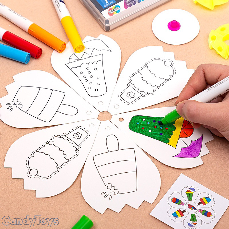 Đồ chơi Chong Chóng Tô màu Thủ công cho bé Mầm non Mẫu giáo