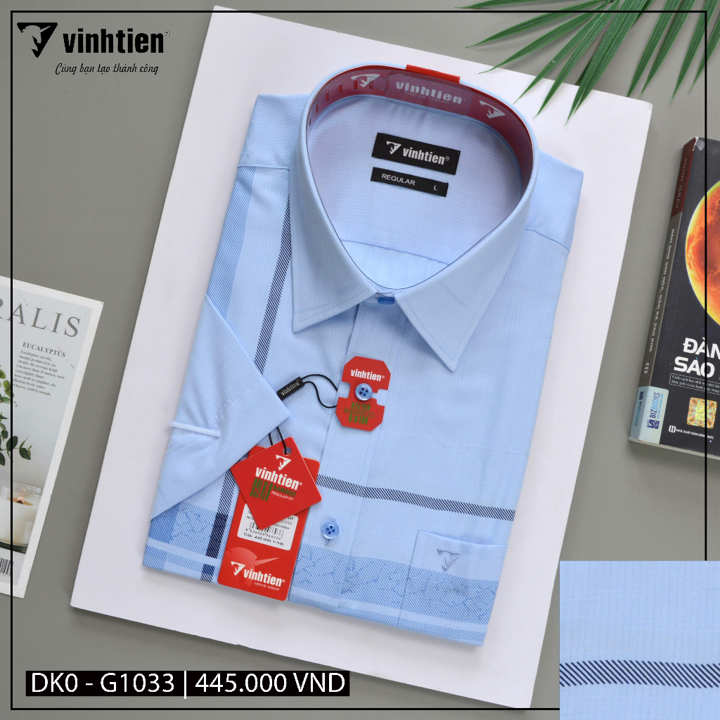 Áo Sơ Mi Ngắn Tay Caro Vải Bamboo Vạt Ngang Form Regular Vĩnh Tiến 445 - Nhiều Màu