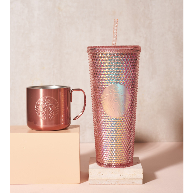 Ly Cold Cup Starbucks Bling 24OZ  Twinkle Rose Gold 2022
