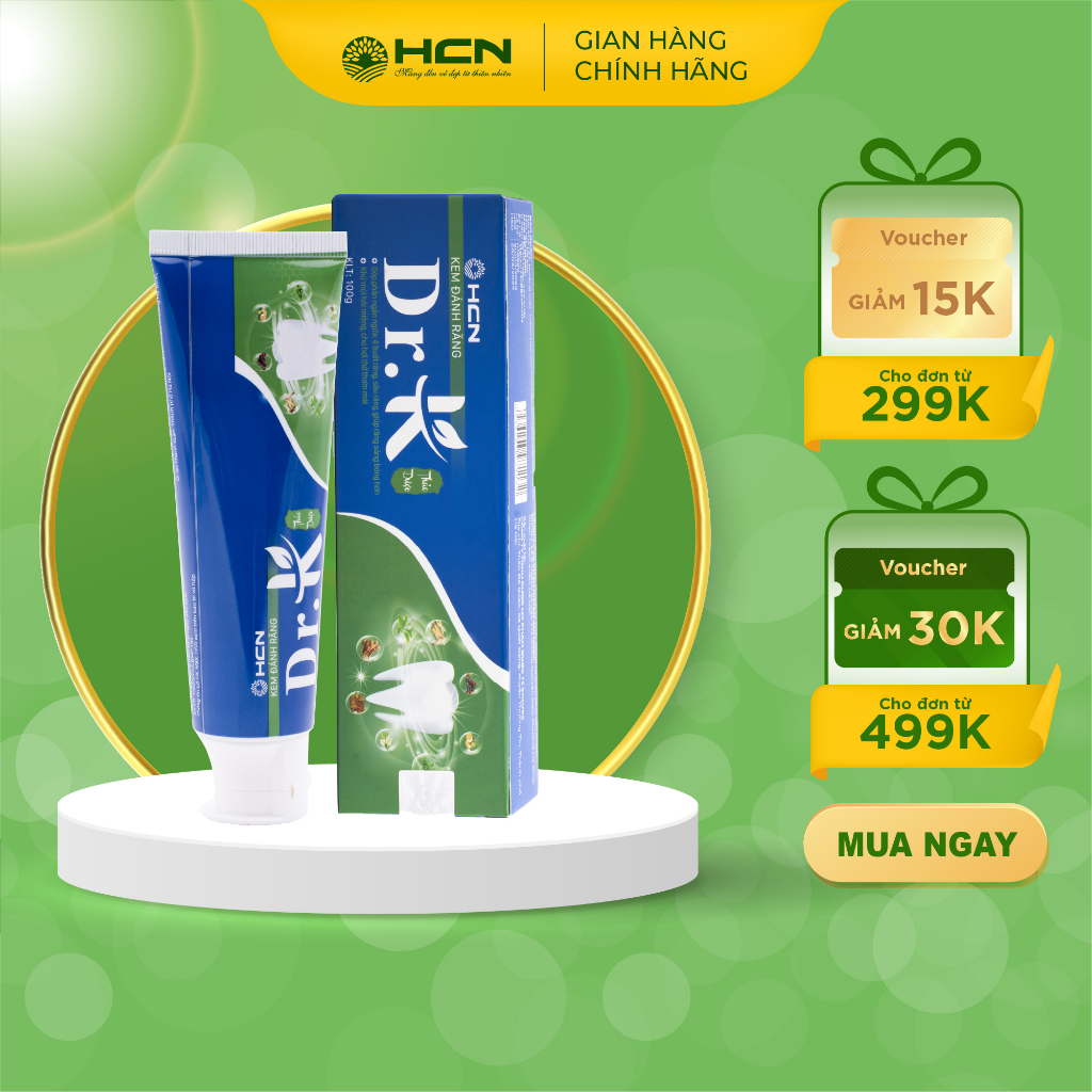 Kem đánh răng thảo dược giảm viêm lợi,nhiệt miệng, hôi miệng, trắng răng Dr. K