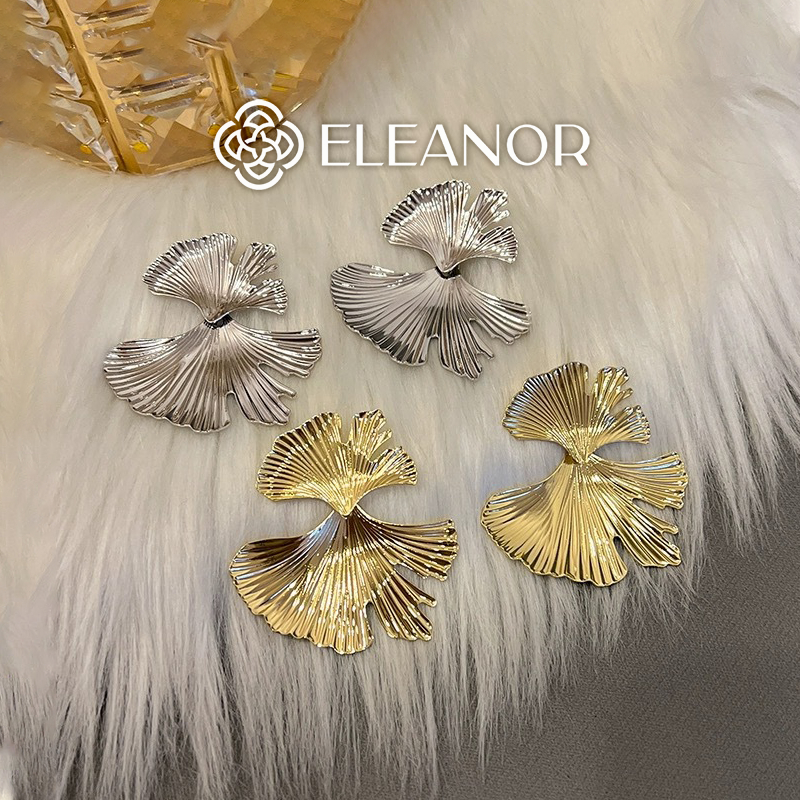Bông tai nữ chuôi bạc 925 Eleanor Accessories dáng thả hình lá bạch quả phụ kiện trang sức 6108