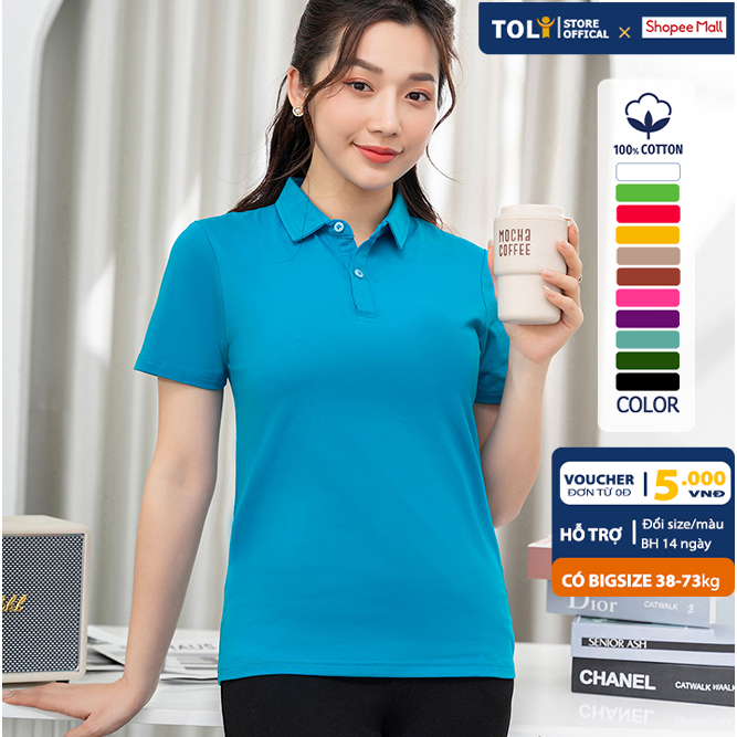 Áo Thun polo nữ TOLI có cổ sơ mi, dáng ôm nhẹ, vải Cotton mềm mịn,chính hãng cao cấp [TF12]