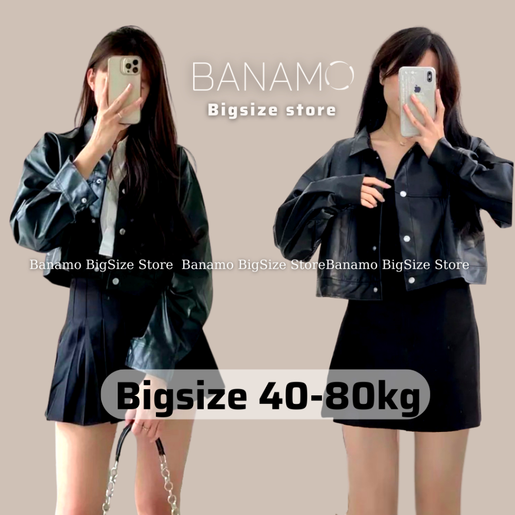 Áo khoác nữ BIGSIZE áo khoác da nữ croptop cúc bấm dài tay 3001