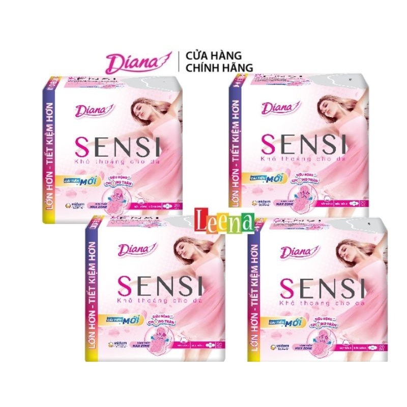 combo 4 gói Diana sensi mỏng cánh loại 20 miếng/gói