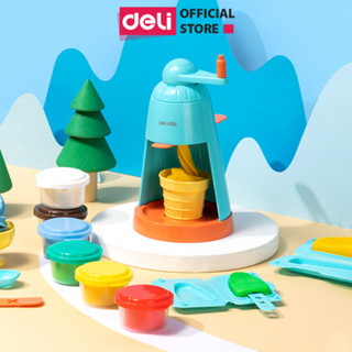Bộ đất nặn cho bé Deli an toàn, không dính tay, màu tự nhiên, máy làm mì, kem, bánh bao kèm dụng cụ và khuôn cao cấp