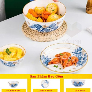 TÔ BẦU GỐM SỨ HOẠ TIẾT HOA SIMPLE STYLE - SIZE CỠ 6,7,8,Tô Gốm Sứ