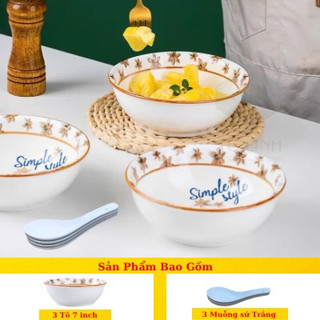 Set tô gốm sứ hàng không họa tiết hoa Simple Style,Tô Hàng Không Gốm Sứ Hủ Tiếu