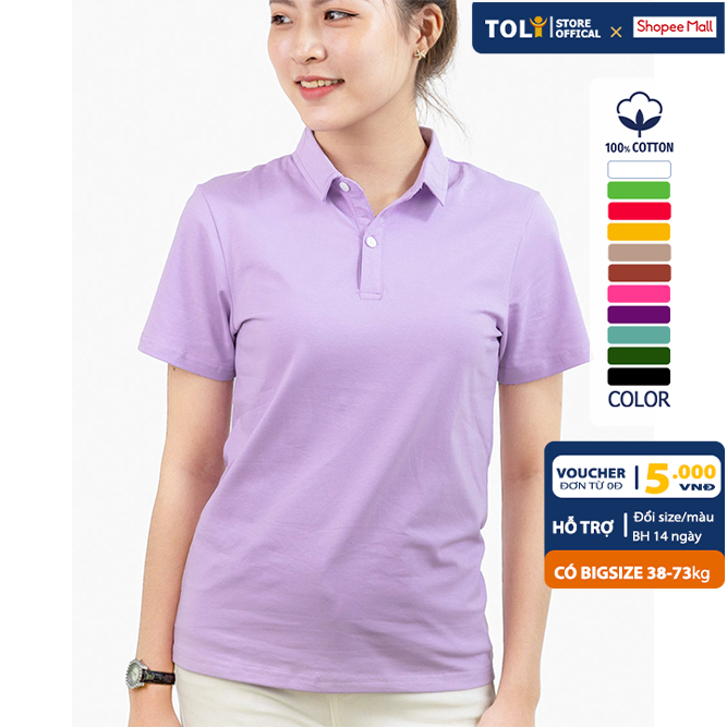 Áo Thun polo nữ TOLI có cổ sơ mi, dáng ôm nhẹ, vải Cotton mềm mịn,chính hãng cao cấp [TF22]