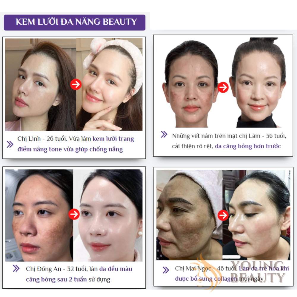Kem lười đa năng HONEY BEAUTY - Kem dưỡng trắng da, mờ thâm nám, nâng tone thay lớp make up lọ 50g - YOUNG BEAUTY