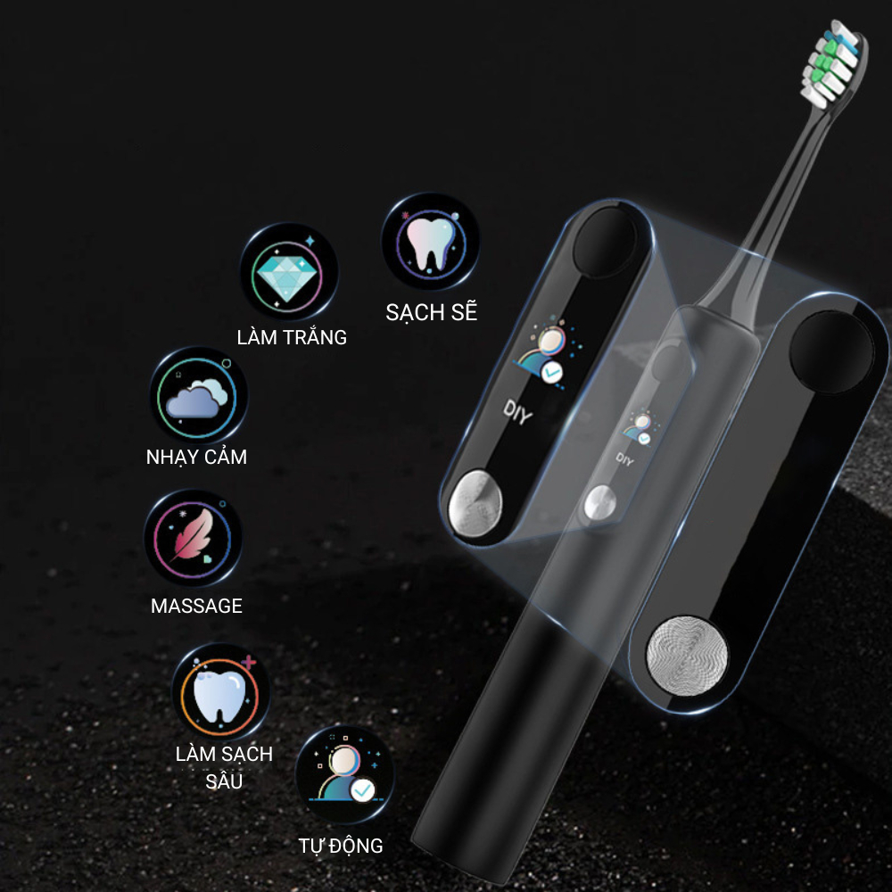 Bàn chải điện màn hình LCD P1 đa năng chống nước thông minh IPX7 chăm sóc nướu, sạch sâu, không gây tiếng ồn
