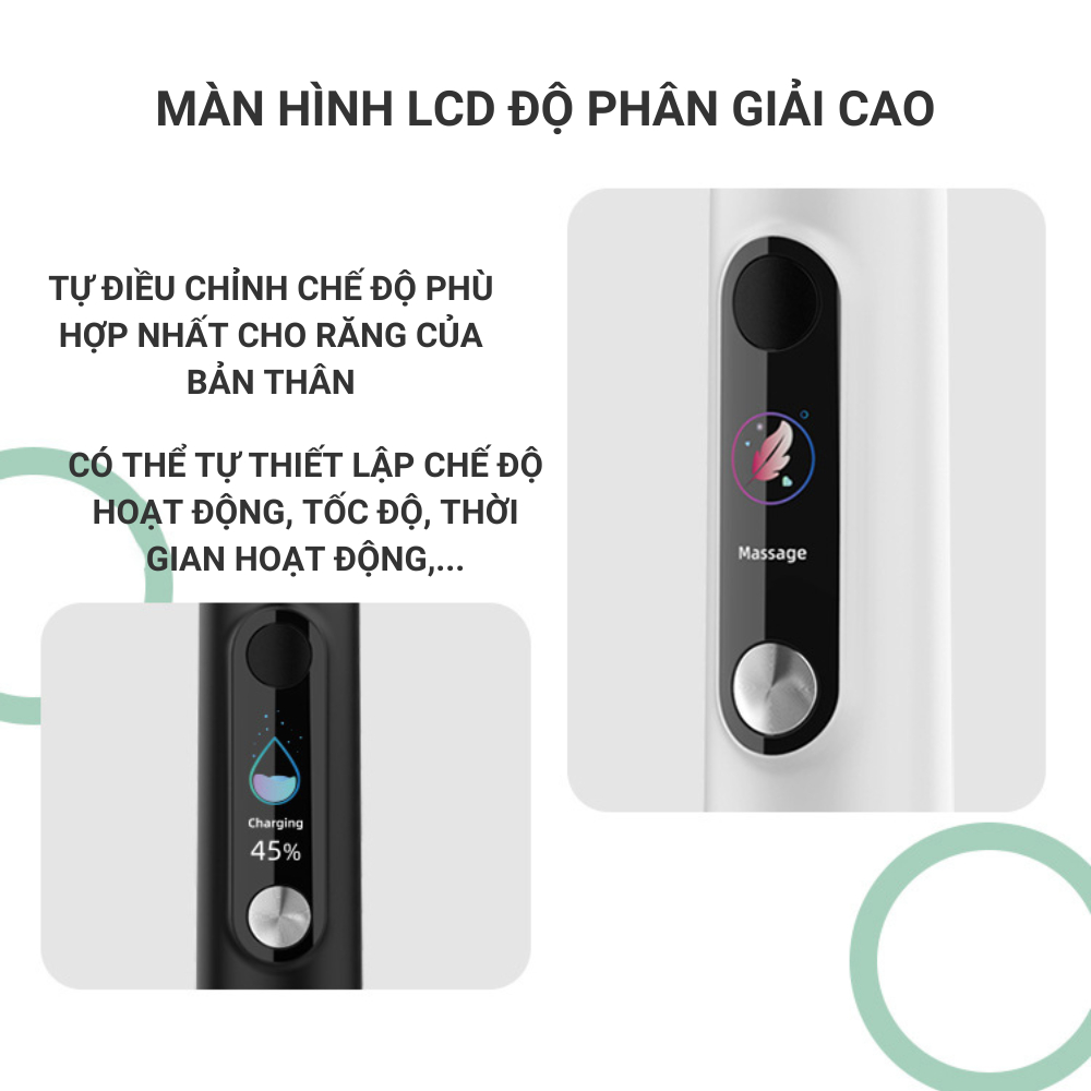 Bàn chải điện màn hình LCD P1 đa năng chống nước thông minh IPX7 chăm sóc nướu, sạch sâu, không gây tiếng ồn